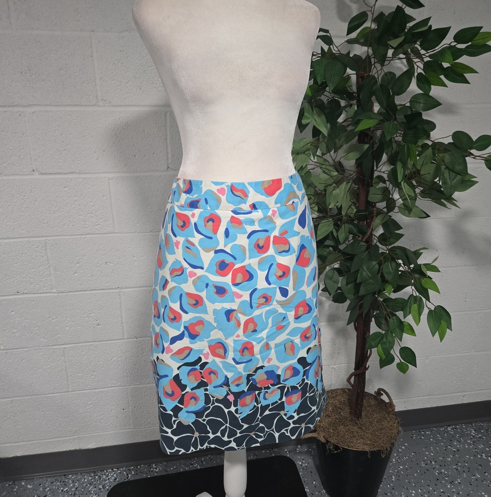 Abstract Floral Cotton Hawaiian Petite Midi Skirt Womens Size 12P
